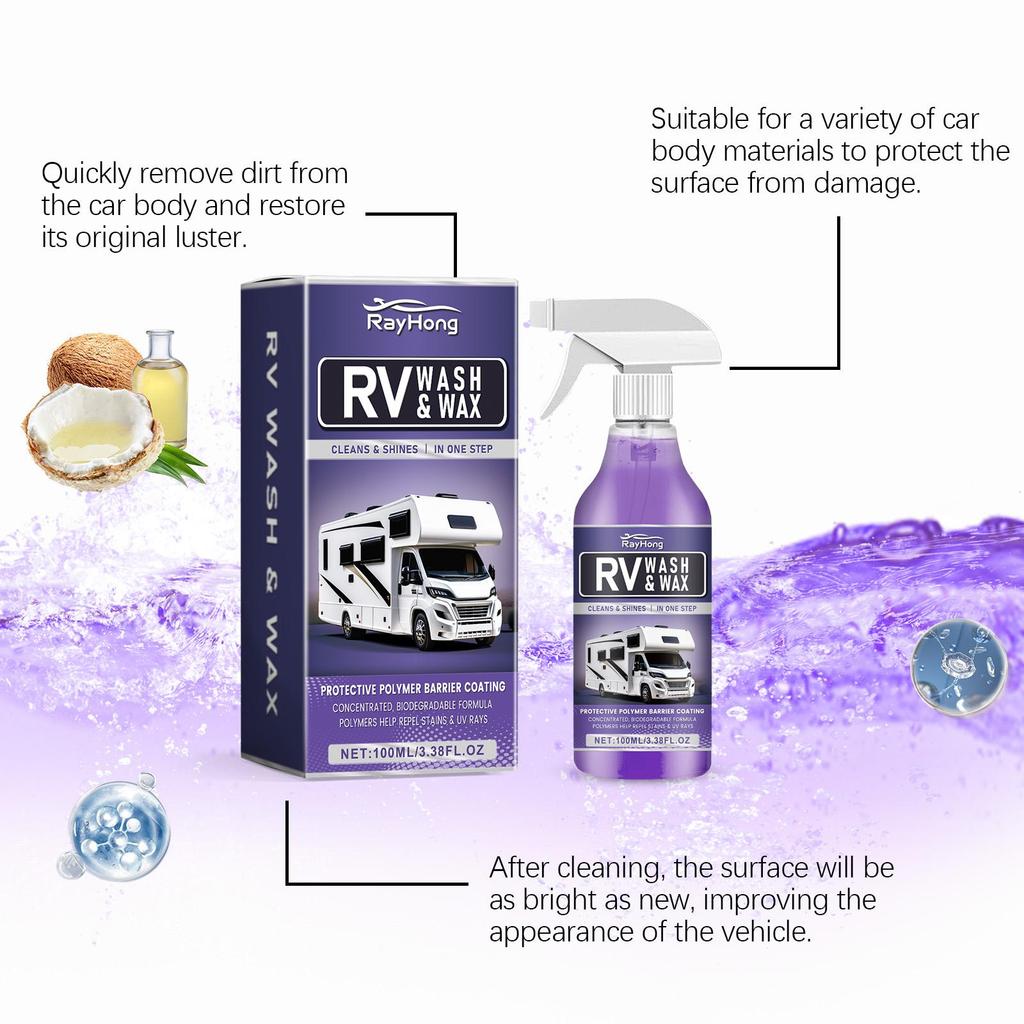 RAYHONG RV Cleaning Solution One-step Cleaning Easily Removes Stains, Shines Like New, UV Protection Coating Agent 100ml