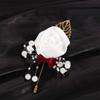 Wedding Groom Artificial Flower Bridal Imitation Pearls Brooch Pin Boutonniere Bouquet Corsage