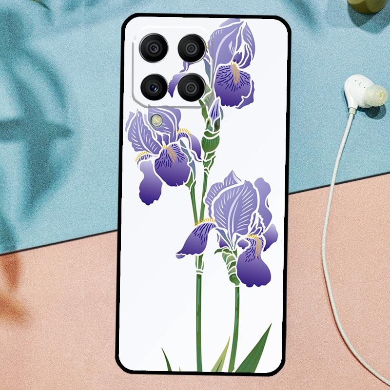 Iris Purple Flower Watercolor For Samsung Galaxy M33 M35 M55 M15 M12 M13 M14 M34 M54 M53 M21 M31 M11 M32 M52 M06 M16 Case