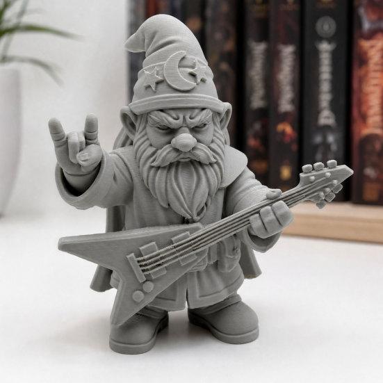 jijijing Funny Rocker Gnome Figurines, 3D Printed Musical Figurine with Guitar, Garden Decoration, Statue, Gift for Music Lovers