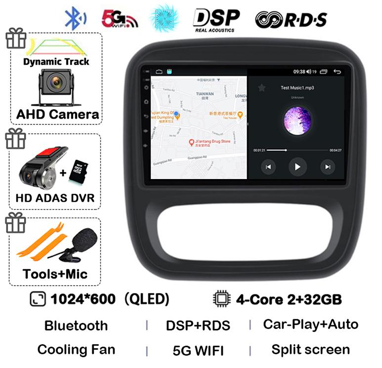Android 14 Carplay Auto для Renault Trafic 3 2014-2021 Opel Vivaro B 2014-2018 BT Авторадио GPS Мультимедийный Плеер Стерео WIFI+4G