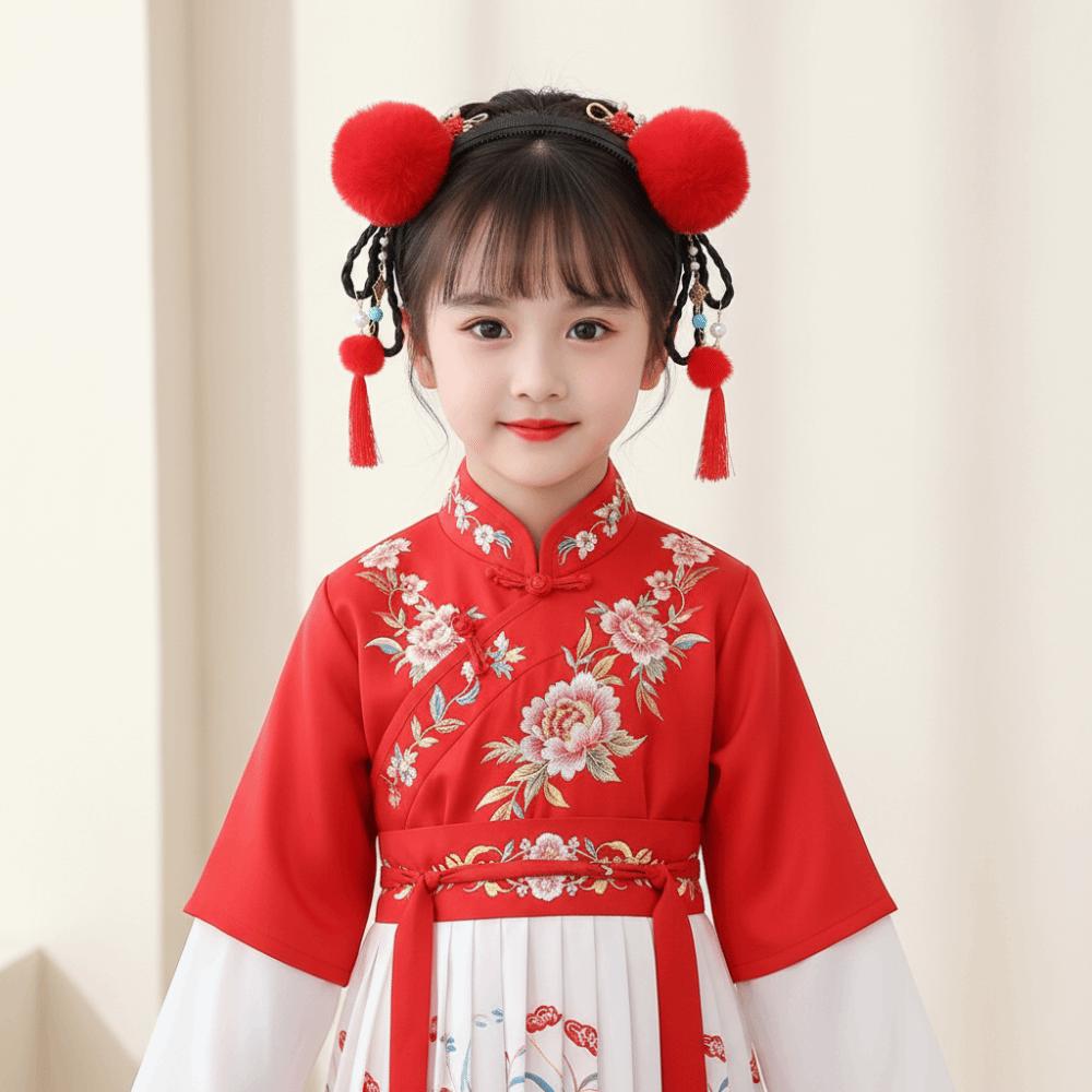 Tassel Chinese New Year Headwear Butterfly Ancient Style Red Hairband Children Wig Headband  Daily