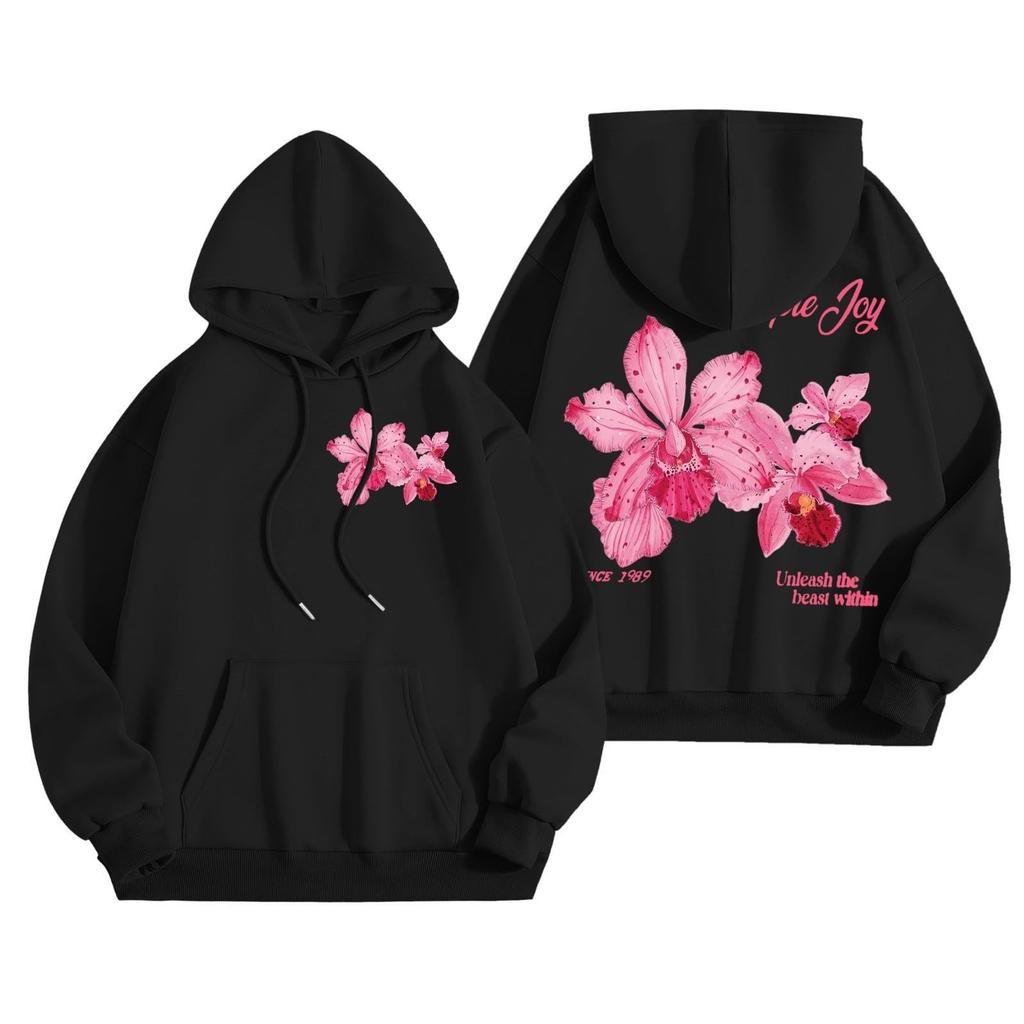 Women's Fashionable Loose-fitting Casual Long-sleeved Hooded Printed Sweatshirt