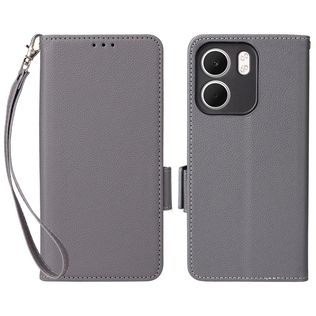 For Oppo A5x 5G/4G Case with Wrist Strap Litchi Texture PU Leather Wallet Phone Cover