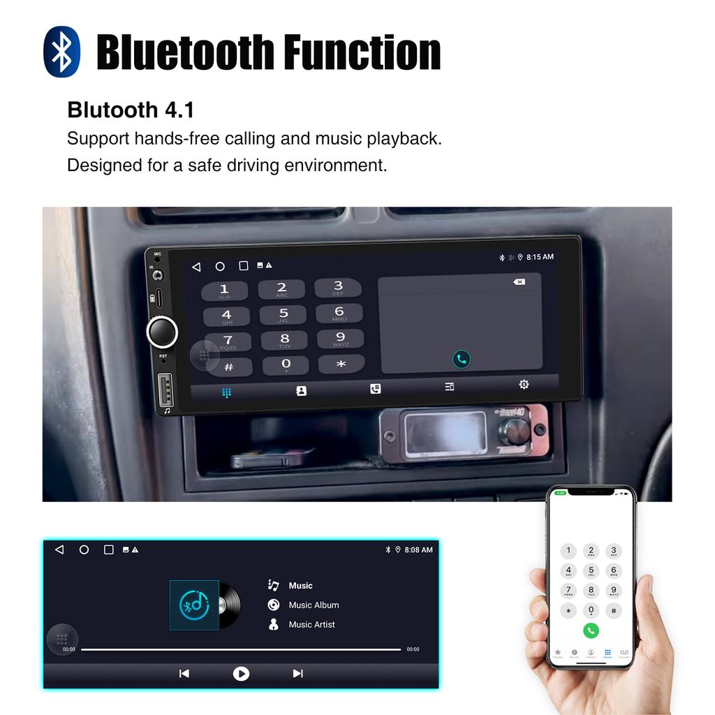 2026 Новый 6,86" Android 14 1 DIN 4+64 ГБ Автомагнитола Радио Carplay Android Auto 1DIN GPS НАВИГАЦИЯ Wifi BT RDS WIFI BT USB Type-C Универсальная Большой экран Видеорегистратор