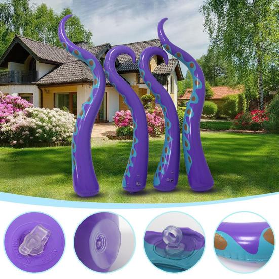 4 шт. Надувные щупальца осьминога на Хэллоуин, огромные надувные фиолетовые ноги осьминога, уличные украшения для двора, сада, газона