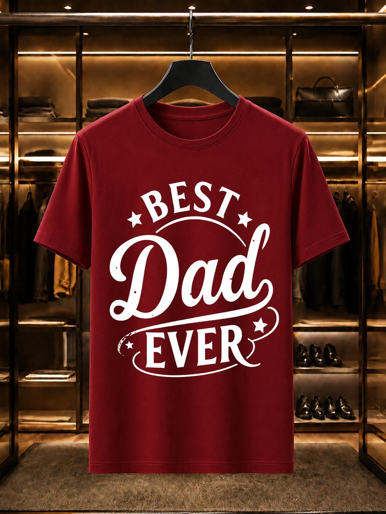 2026 New Arrival 100 Cotton Tshirt Printed Best Dad Ever Crew Neck Unisex Casual Short Sleeve Tee
