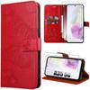 Protective Case - BOOLING - for Samsung Galaxy A35 5G - Faux Leather - Butterfly Pattern - Red