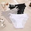 Allofme Women Sexy Lace Floral Panties Low-Waist Solid Color Briefs Female Soft Lingerie