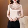 2023 Women's Summer Silk Satin Lace Trim Sleeveless Vest Top