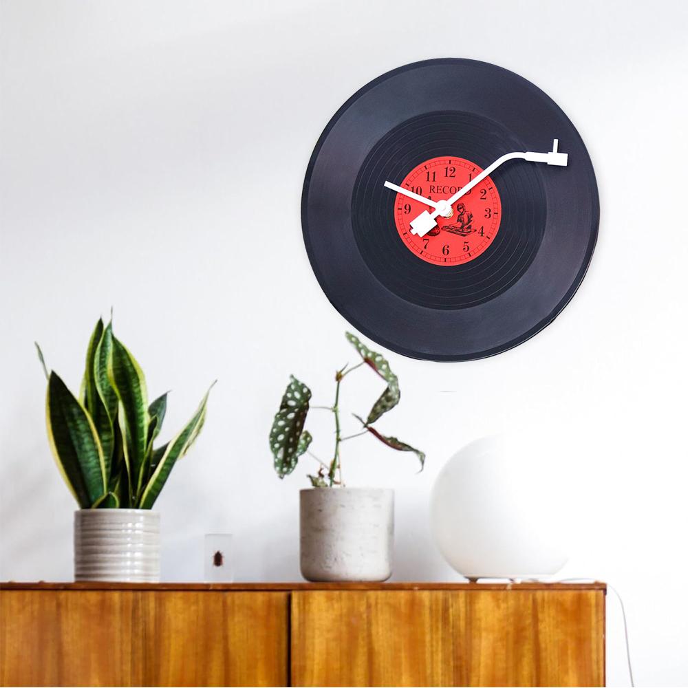 Музыкальные черные настенные часы-пластинка для художественной стены, украшения музыкальной комнаты