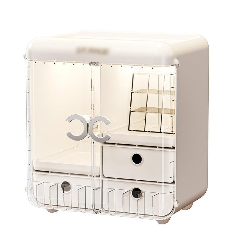 Cosmetics Storage Box Luxury Dustproof with Drawer Skincare Makeup Organizer Large Capacity Home Storage with Cosmetic Mirror