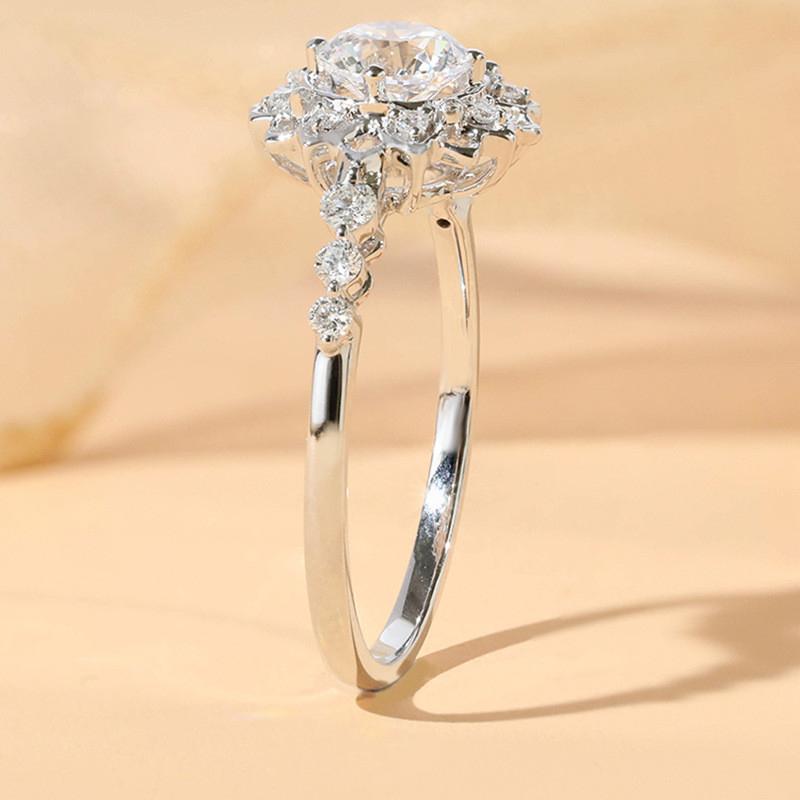 New Silver Color Ring Women Fashion Jewelry Flower Design Statement Rings Female for Party Delicate Girls Accessories Gifts