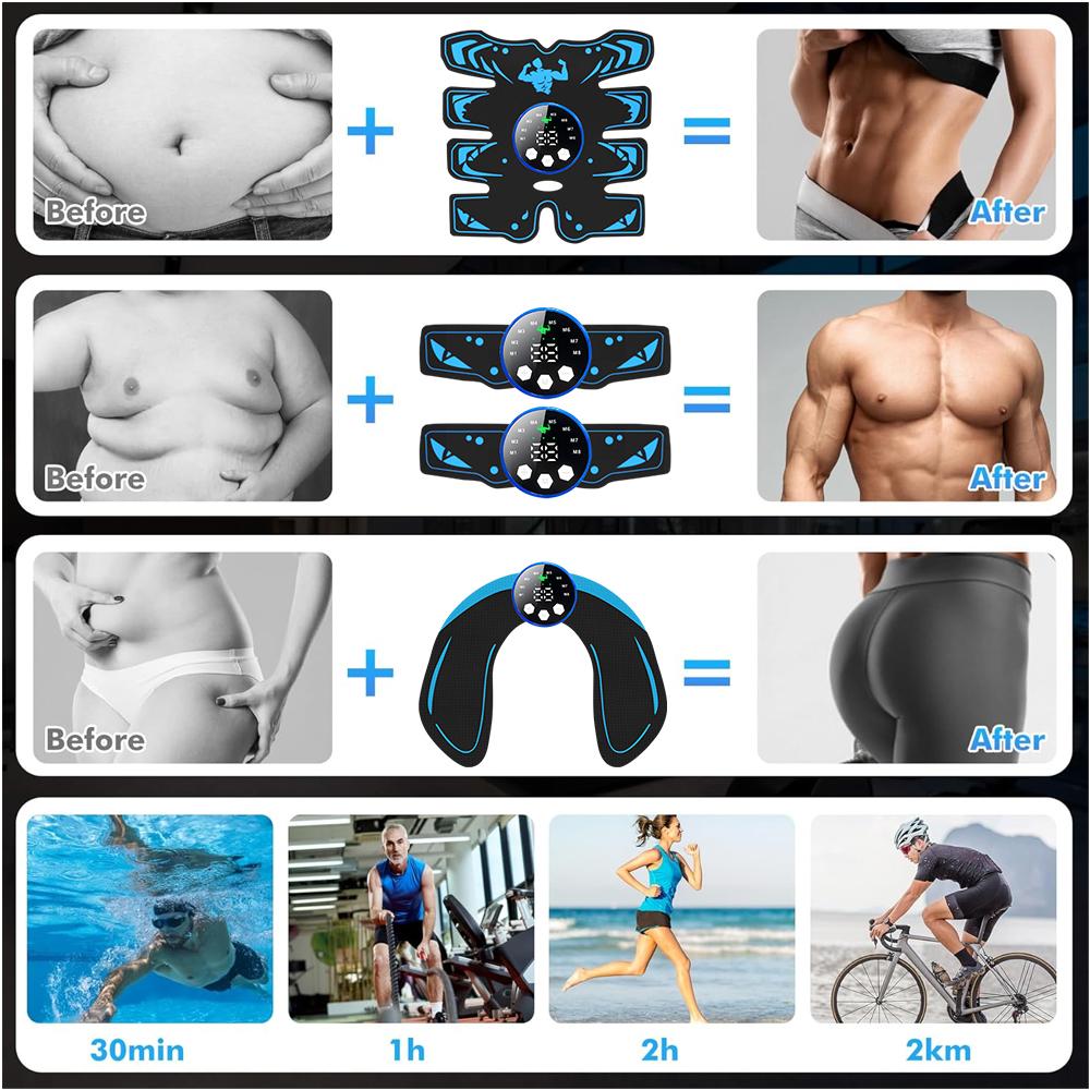 Патч для живота 8 штук Патч для живота Устройство для тренировки мышц, Полностью совместим с USB-зарядкой для всего тела