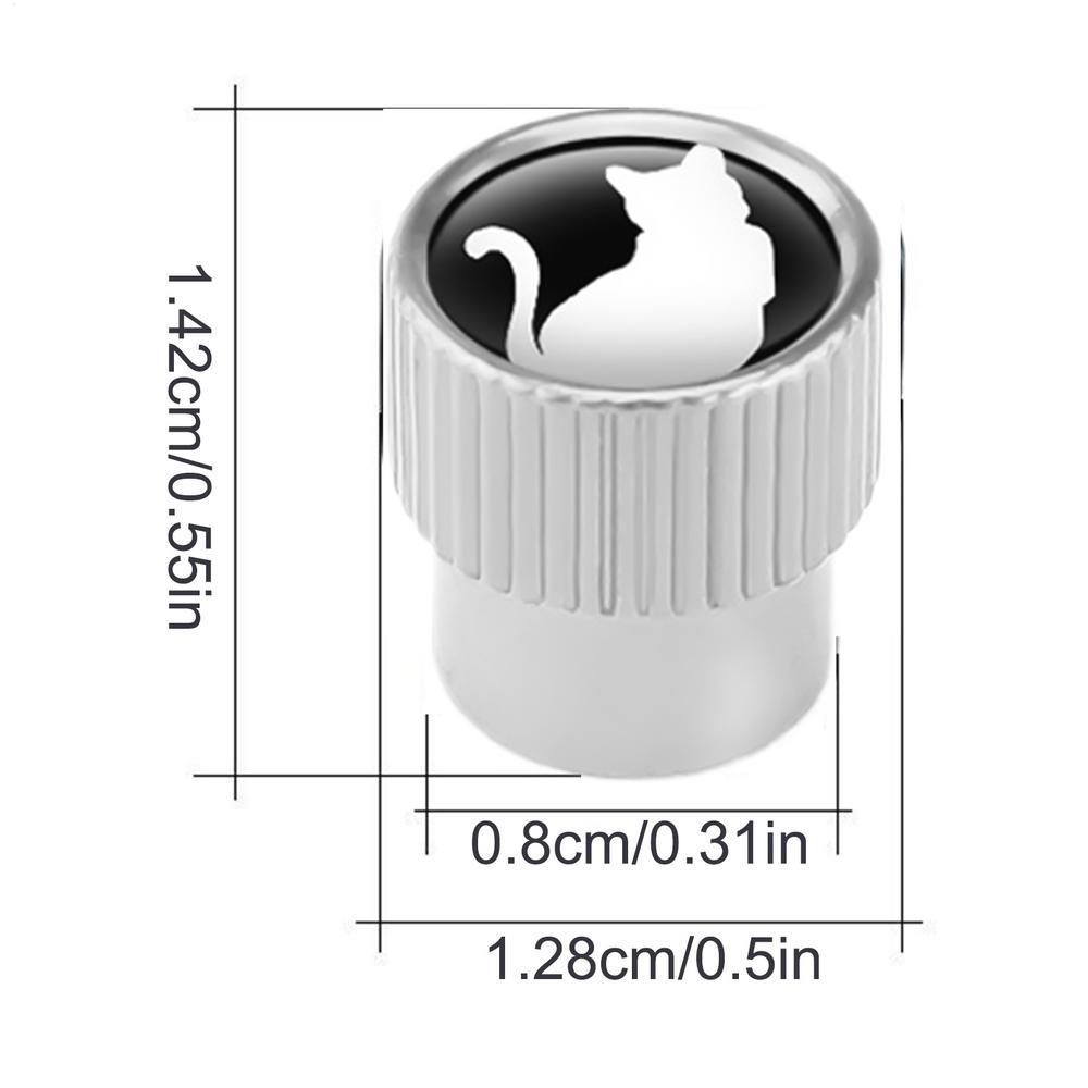 Car Tire Valve Stem Caps Kitten Pattern Tire Valve Stem Cap Cover Heavy Duty 4X Auto Wheel Accessories For Cycle Trucks