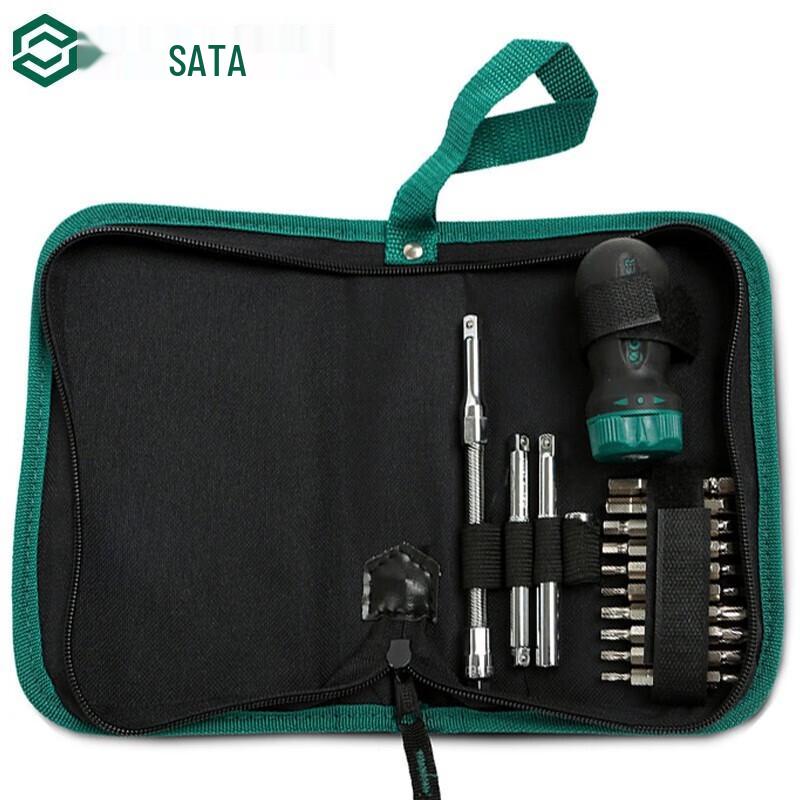 Набор из 25 предметов: трещоточная отвертка SATA с короткой ручкой