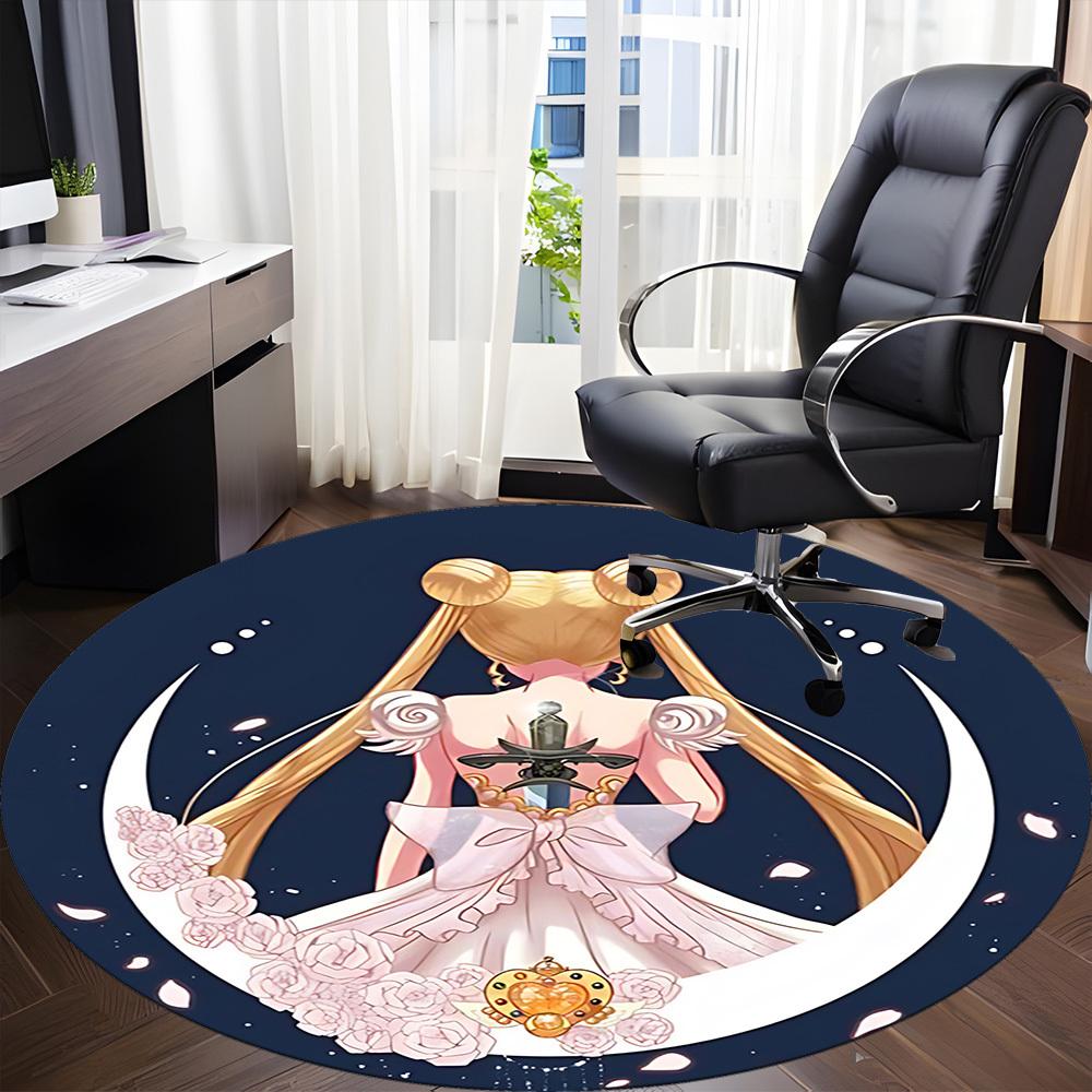 1pc Sailor Moon Office Round Area Rug, Indoor Mat Suitable For Office, Under Office Chairs Bedroom Living Room Home Decor, Room Deco173