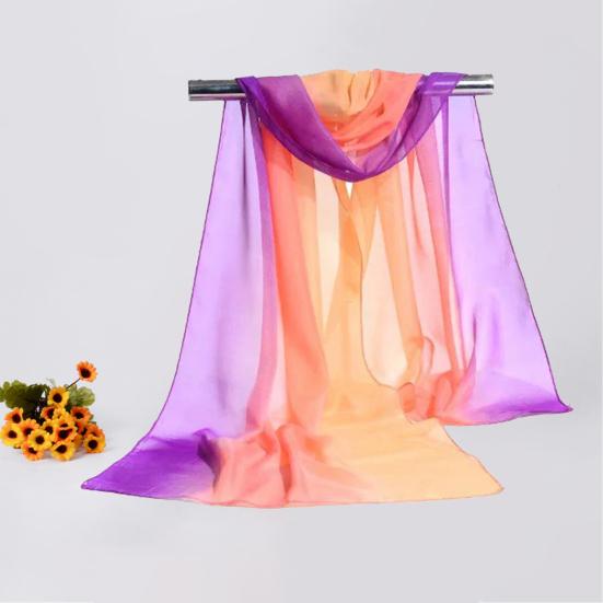 Women Summer Scarf Color Matching Thin Soft Breathable Sunshade Anti-UV Chiffon Neck Decoration Summer Shawl Clothes Accessory