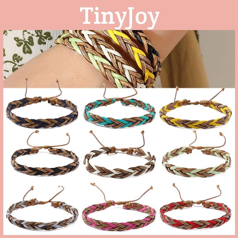 Кожаный плетеный браслет на руку в стиле Boho Chic, 9 разных цветов. Художественный и модный аксессуар для женщин.