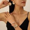 Cross-Border Jewelry Set: Textured Flower Design - Earrings, Necklace, Bracelet, Anklet, Ring, Bangle