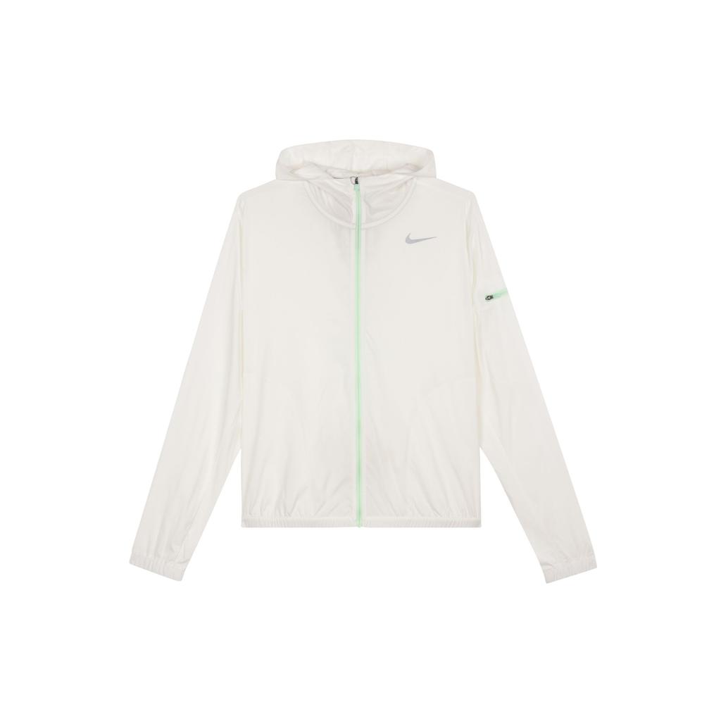 Nike Алфавитный принт Дышащая легкая солнцезащитная тканая куртка с капюшоном Женская куртка белого цвета HJ3948-133