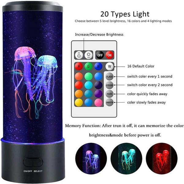 Лавовая лампа с медузами для взрослых Настольная лампа с медузами, аквариум с медузами, меняющий цвет, домашний декор и освещение для настроения в комнате