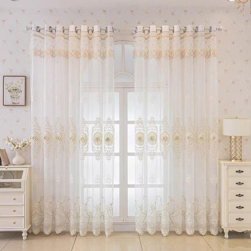Европейский стиль Шторы для гостиной Готовый продукт Роскошная тисненая вышивка Жаккард Вилла Шторы