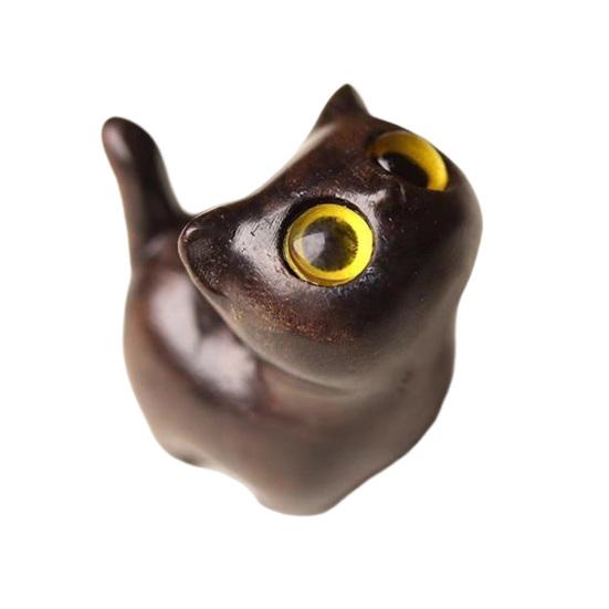 Ручная работа Черная Кошка Скульптура Маленькая Мультяшная Кошка Скульптура Рустик Мини Фигурка Кошки Милый Домашний Декор Подарок для Любителей Кошек Коллекционеров