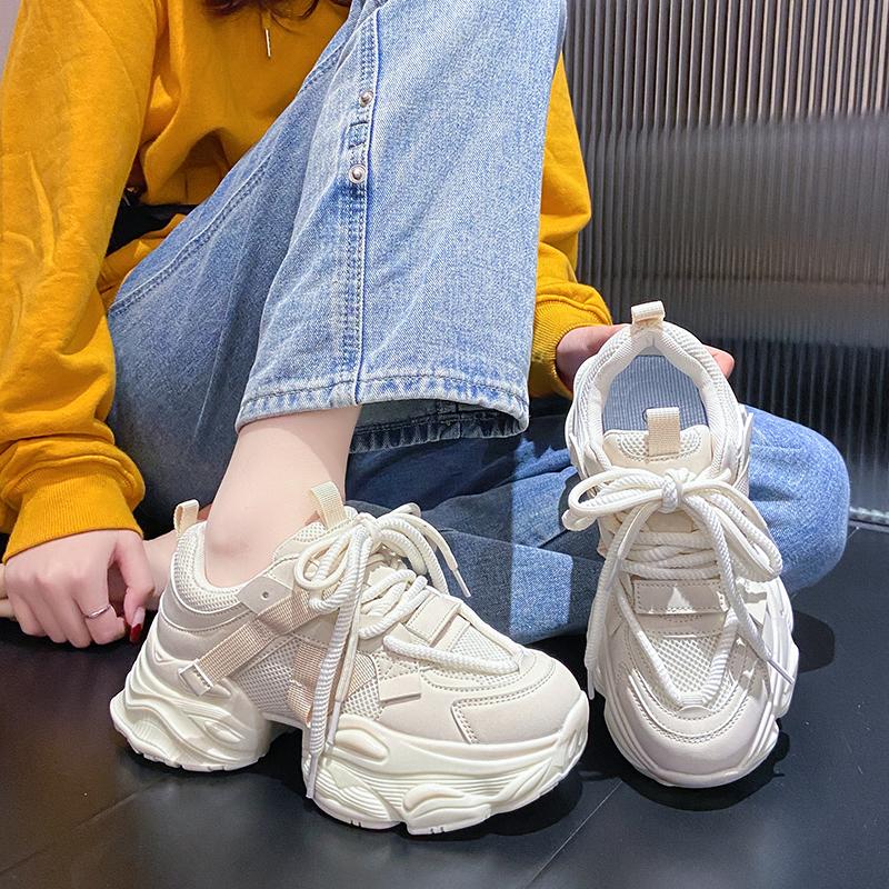 CRLAYDK модные массивные кроссовки для женщин на платформе с сеткой для папы, увеличивающие рост, на танкетке, спортивные, повседневные, для ходьбы, на шнуровке, для тенниса