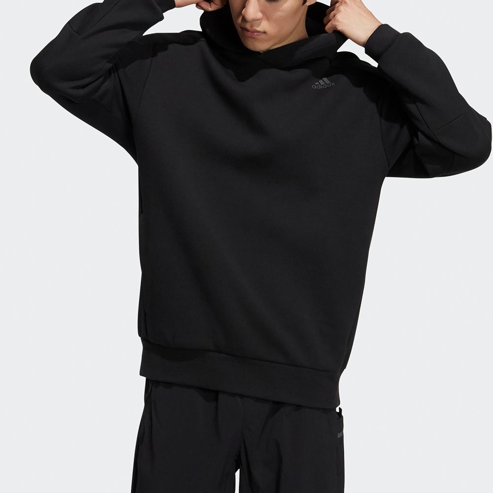 adidas Однотонный пуловер с капюшоном для мужчин, черные топы H39211