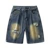 New Summer Loose Denim Mid-pants Men's Fried Salt Water Washing Street Shorts