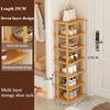 Wood Shoe Rack Multi-Layer Stackable Shoes Organizer Narrow Simple Entrance Shoe Cabinet Storage Shelf Home Space Saving Cabinet