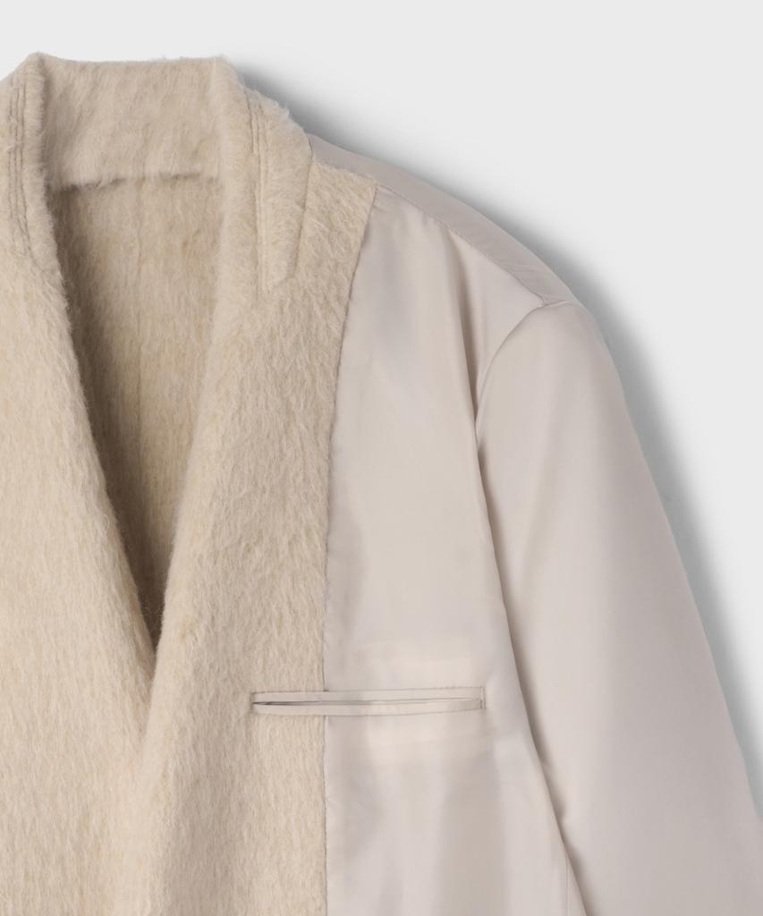 Musinsa Standard Woman Women'S Wool Blend Hairy Overshoulder Blazer Coat [Cream]
