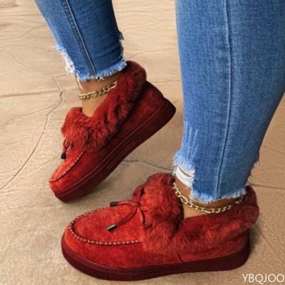 2025 Зимние Ботинки с Бантом Теплые Однотонные Плюшевые На Плоской Подошве Короткие Ботинки Для Отдыха На Открытом Воздухе Удобные С Круглым Носком Женские Большие Хлопковые Ботинки