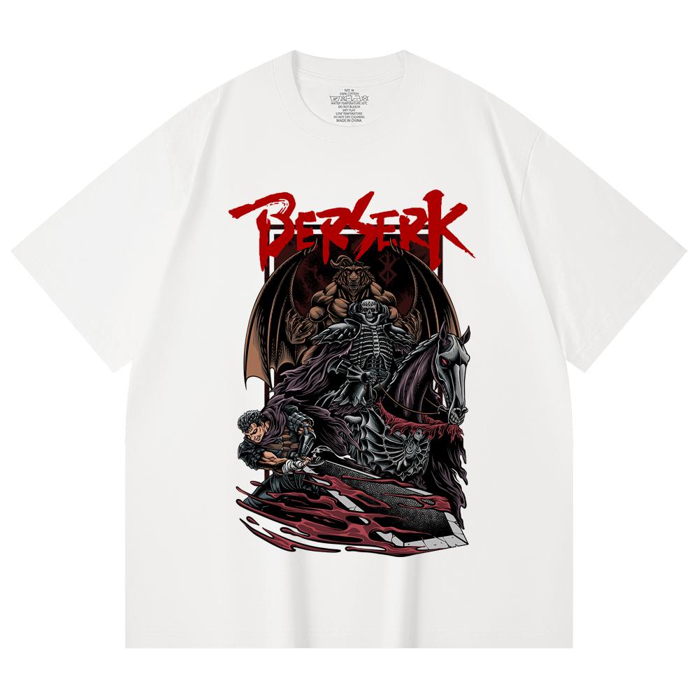 230 Gsm 100% Cotton Berserk V4 Skull Knight Print Unisex Heavy Cotton T Shirt