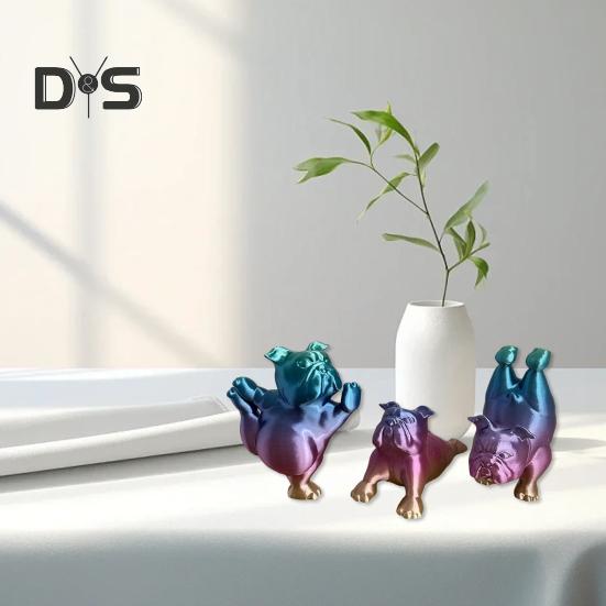 3D-печатная фигурка бульдога для йоги, статуэтка собаки, скульптура животного, домашний офис, книжная полка, украшение для рабочего стола, подарки для любителей собак