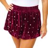 Женские бархатные юбки-шорты с эластичной высокой талией, украшенные жемчугом, шорты для рождественской вечеринки
