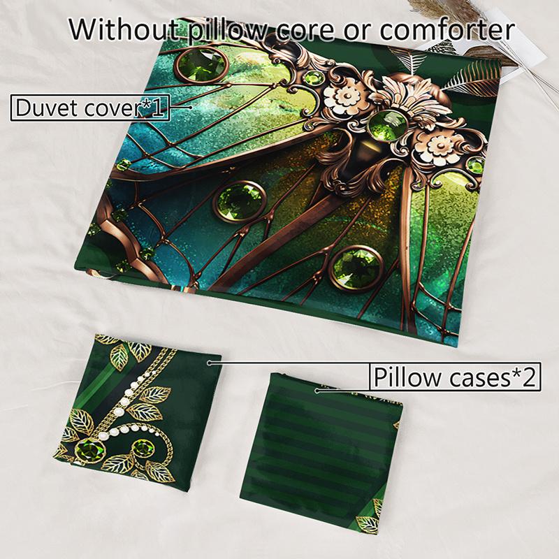 3 шт. Роскошный набор постельного белья с изумрудной бабочкой, пододеяльник, набор стеганых одеял со стимпанк-бабочками, набор стеганых одеял с тематикой насекомых, богемный
