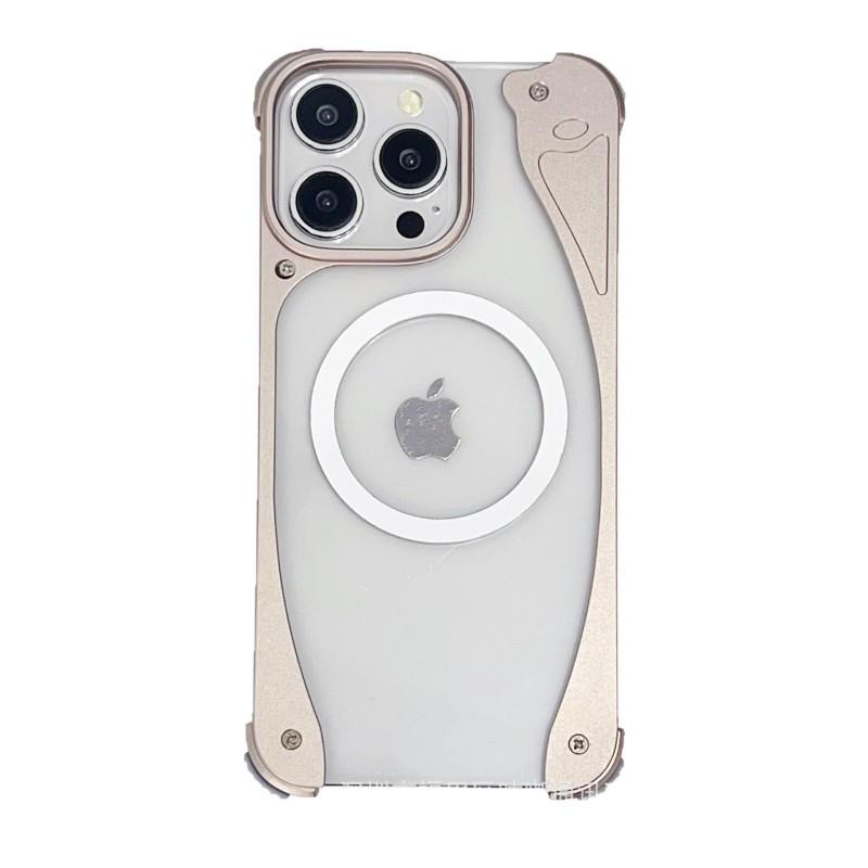 Metal Magnetic Phone Case IPhone 16 Pro Max Clear PC Back Slim Heat Dissipation Shockproof