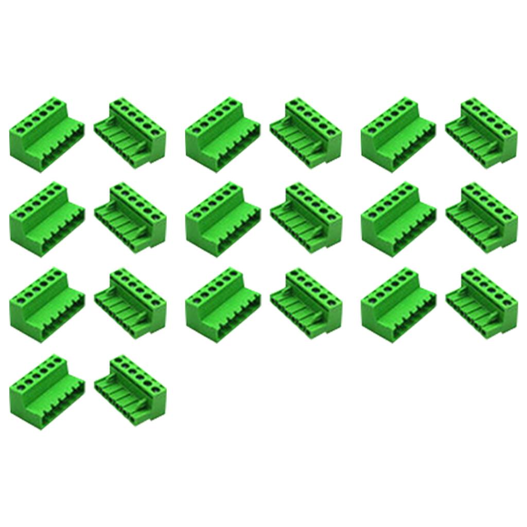 10 комплектов винтовых клеммных колодок с шагом 5,08 мм для монтажа на печатную плату, вставные клеммные колодки, штекерные и гнездовые разъемы