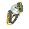 Fashion Creative Lovely Frog Animal White Simulated Pearl Female Ring For Women Party Zircon Accessories Size 6- 10