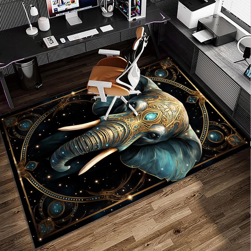 Ethereal Elephant Under The Moon Office Rug Chair Mat, Entryway Carpet, Suitable for Front Door, Bedroom, Living Room, Desk, Holiday Gift