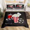 Movie Theater Duvet Cover Set Cinema Ticket Bedding Set Filmstrip Comforter Cover Bedroom Decor Bedspread Cover Full Size 2/3pcs