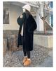 Женское пальто из экокожи осень-зима 2025: Толстое длинное кашемировое цельное изделие из норки со стойкой
