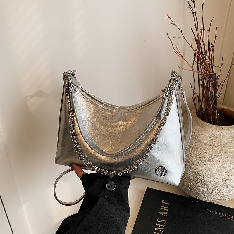 Сумка на плечо с модной универсальной цепочкой премиальной текстуры, женская, лето 2025, новая, простая сумка-мессенджер в форме пельменя