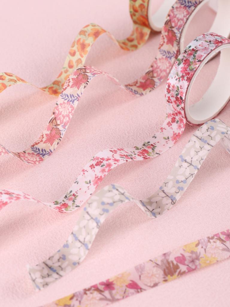 5rolls/Box Spring Flower Washi Tape ,Artistic Accent For Scrapbooking, Back To School, Diy Crafts, School Supplies, Masking Tape