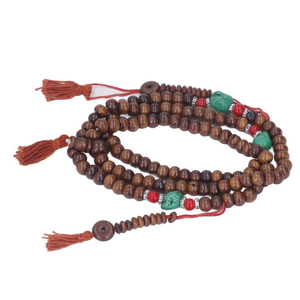 Буддийские четки 108 бусин из кости яка в этническом стиле темные переносные четки для медитации и йоги