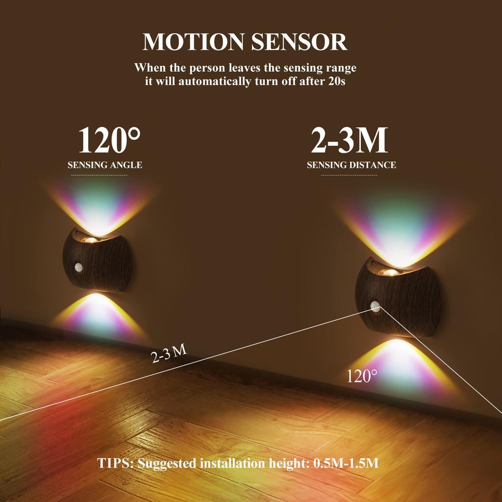 Modern Smart Home Decor USB Rechargeable Neon Rgb Night Lights Wireless Magnetic Motion Sensor Stairways Bedside LED Wall Lights