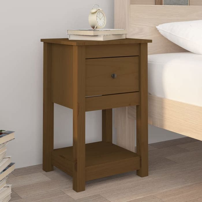 Table de chevet - Maison Exclusive - Marron miel - Bois de pin massif - 40 x 35 x 61,5 cm