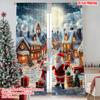 2pcs 2D Flat Printing Christmas Window Drapes Father Christmas11 Versatile Fabric Without Electricity Festive Holiday Perfect